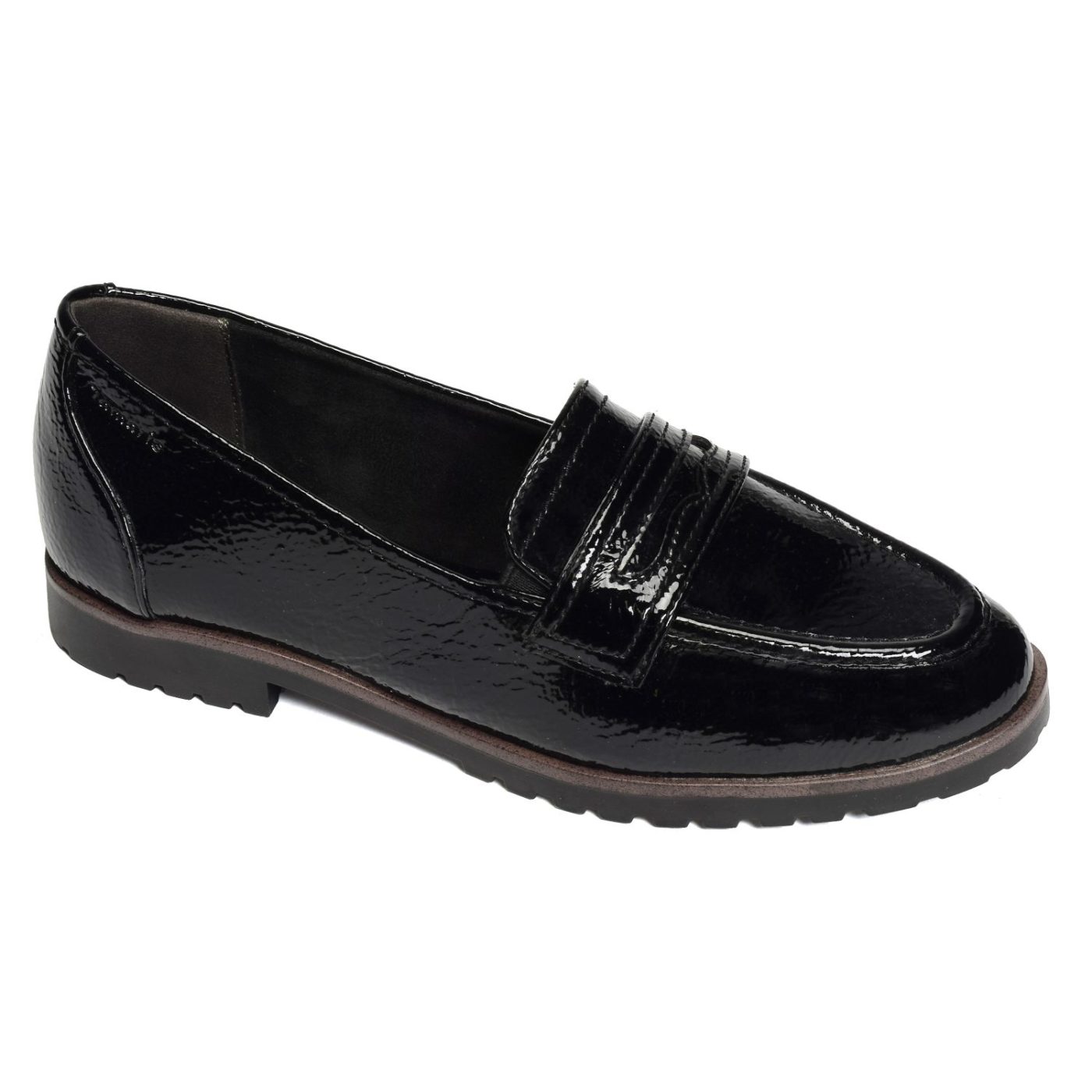 Mocassin Tamaris 24239 noir brillant à bride découpée